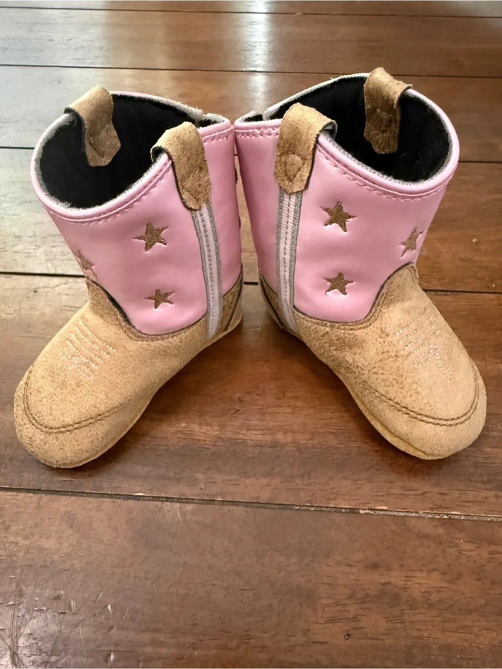 Boot Barn Toddler Girl Pink and Tan Star Western Boots